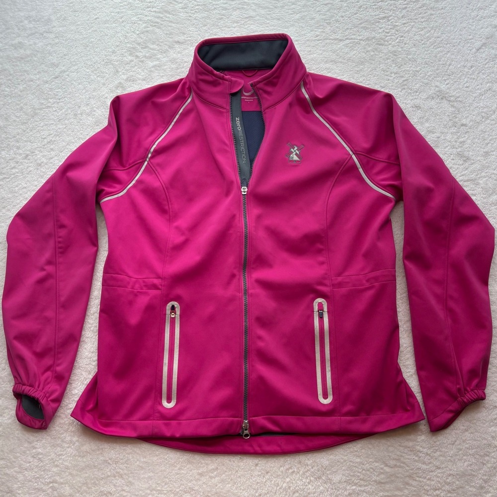 Zero Restriction Womens Pink Full Zip Softshell Golf Jacket Large Windmill Logo